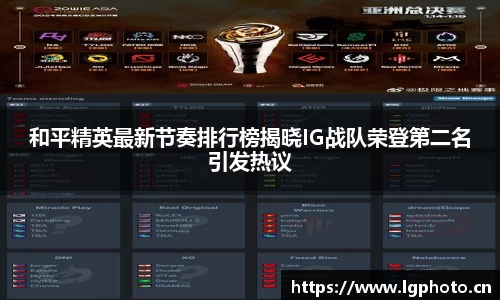 和平精英最新节奏排行榜揭晓IG战队荣登第二名引发热议